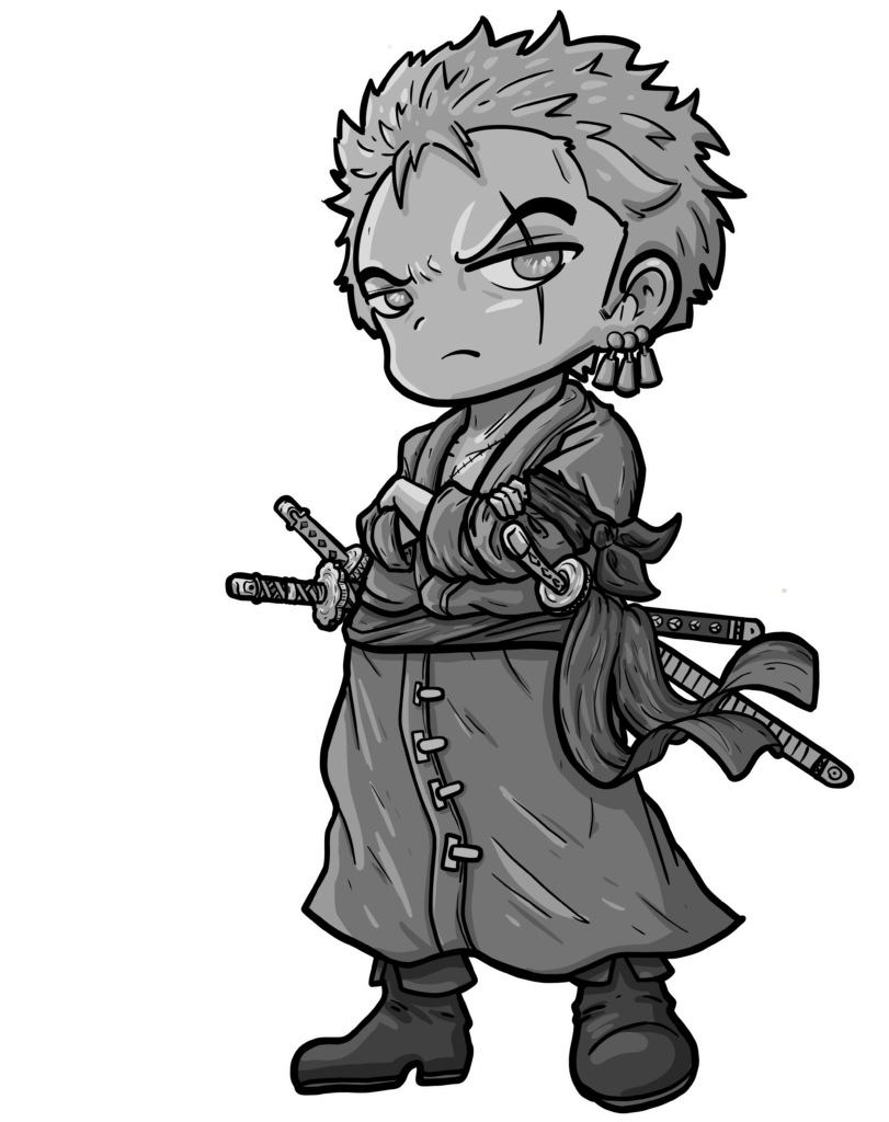 zorro chibi b&w